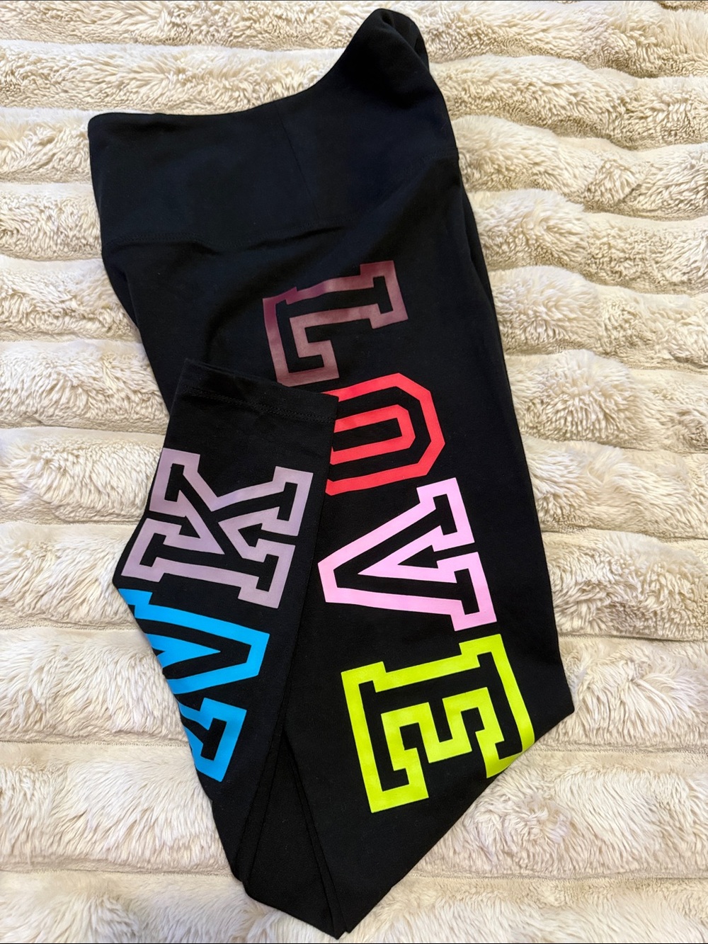 PINK Victoria’s Secret Black Logo Leggings Size S